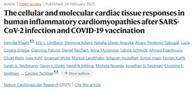 人类炎症性心肌病在SARS-CoV-2感染和COVID-19疫苗接种后的细胞和分子心脏组织反应