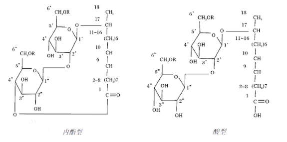 槐糖脂(sophorolipid)结构式