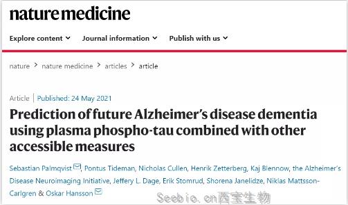 方法来了！Nature子刊：<font color='red'>血浆磷酸化tau</font>与其他方法结合可预测阿尔茨海默氏症